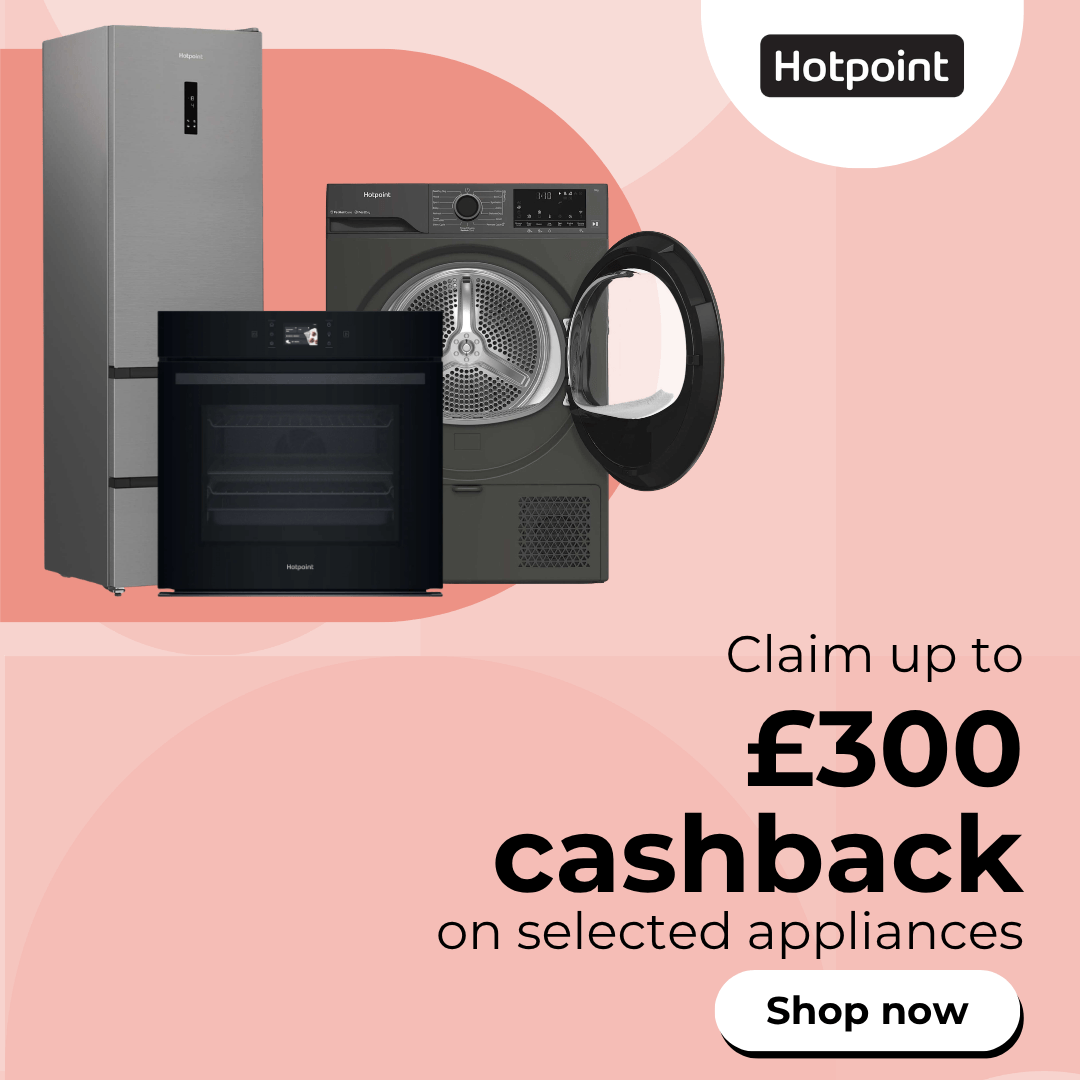 Claim up to £300 cashback on selected Hotpoint appliances